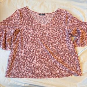 SHEIN Pink Floral Short Sleeve Top